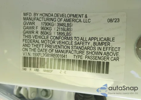 2024 Honda Civic Sport from USA, damaged, VIN 19XFL2G81RE001641